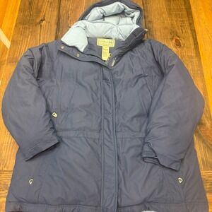 LL Bean Womens 2X Gore-Tex Goose Down Parka Blue thick Hooded Winter Coat Jacket